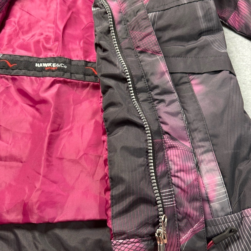 Hawke & Co Women's Medium Sport Outerwear Black Pink Geometric Print Hooded Coat - Picture 10 of 15